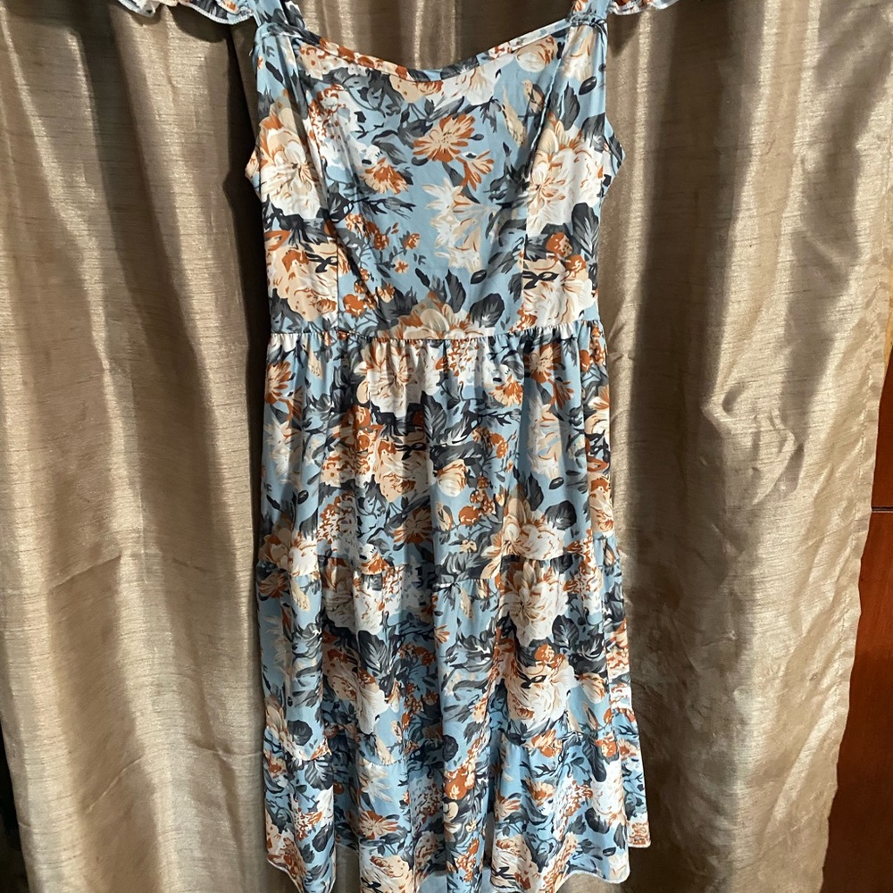 Floral Blue and White Dress
